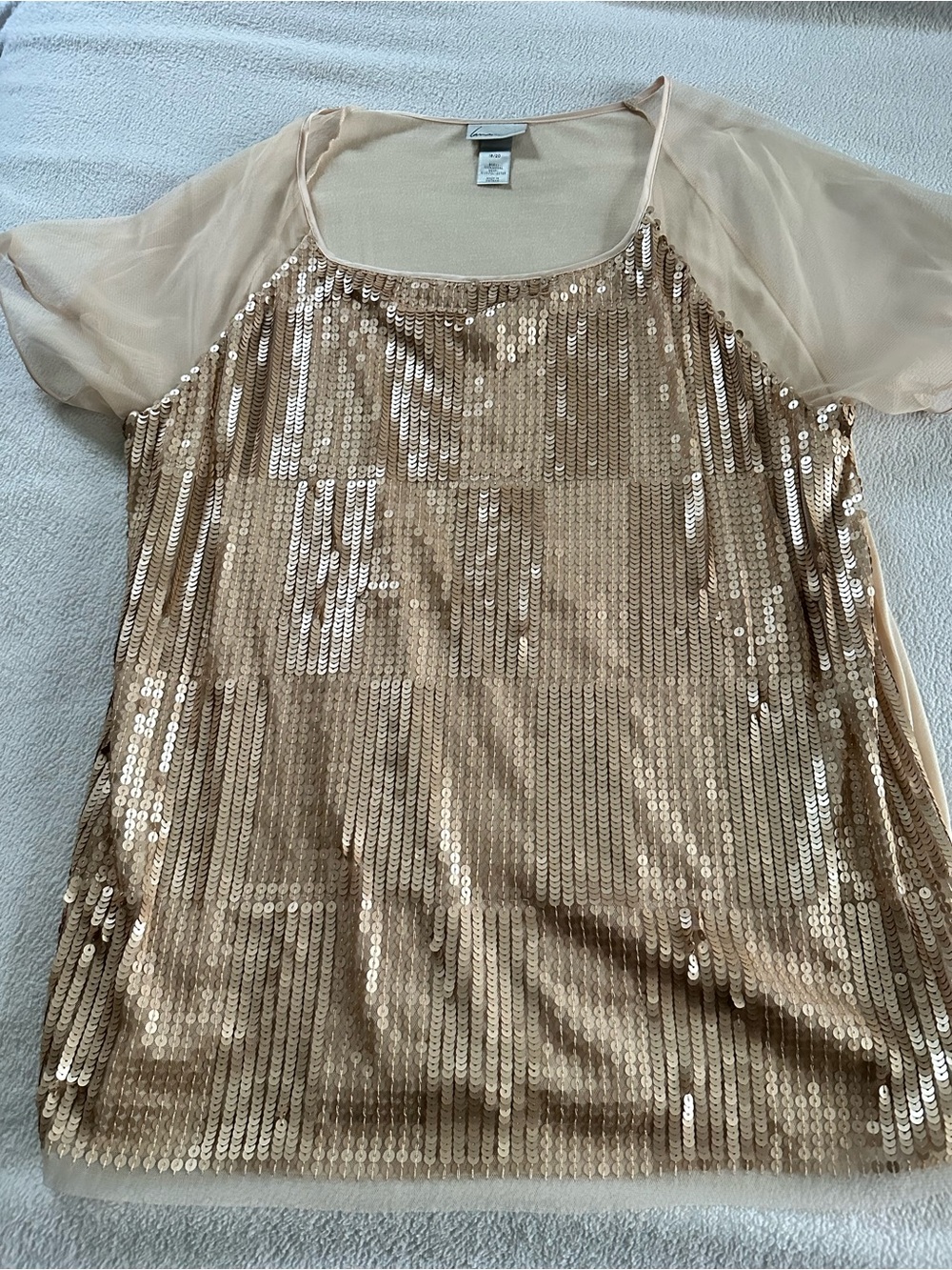 Lane Bryant Gold Sequin Scoop Neck Blouse